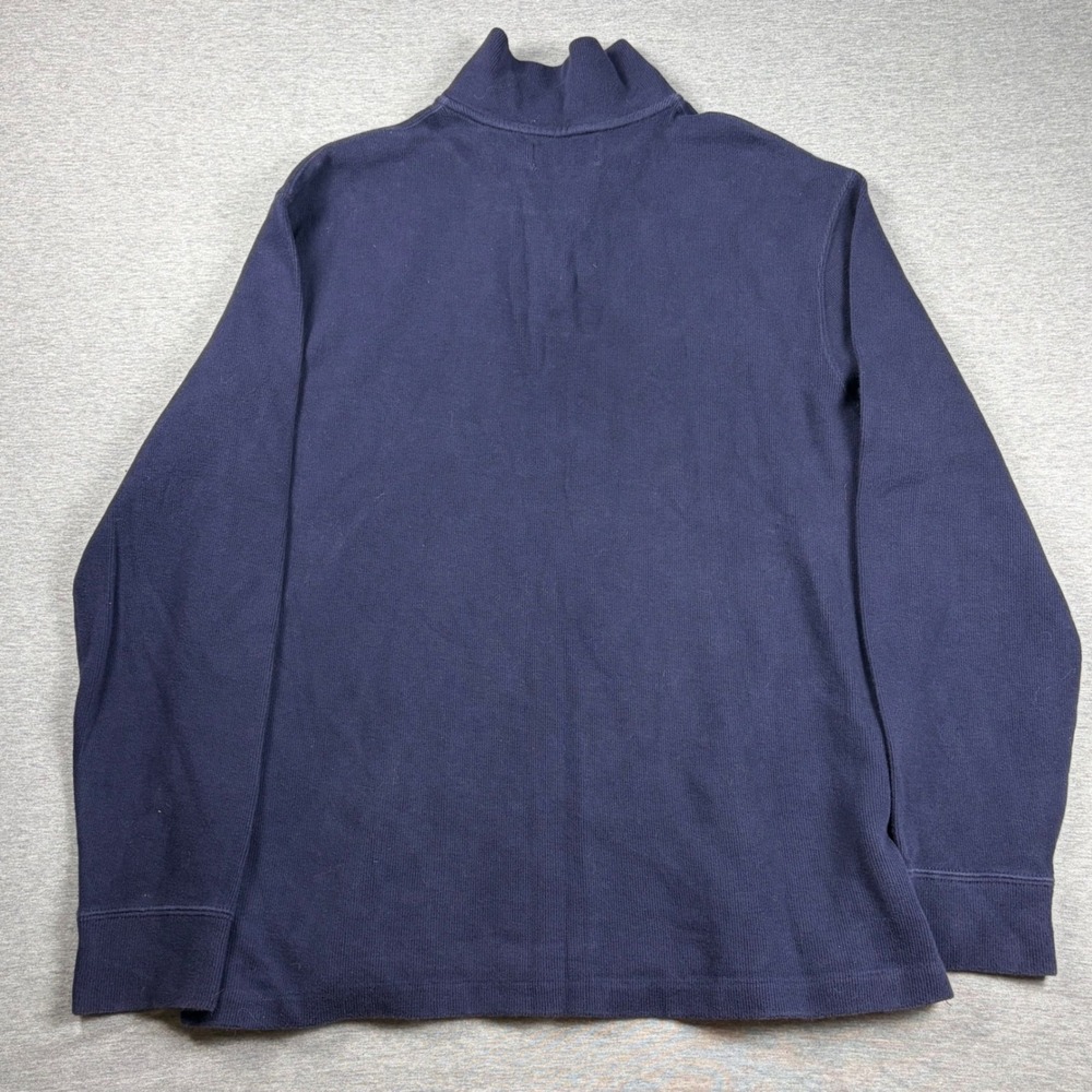 Polo Ralph Lauren 1/4 Zip Sweater Large Navy Blue Cotton Ribbed Academia - Picture 4 of 7